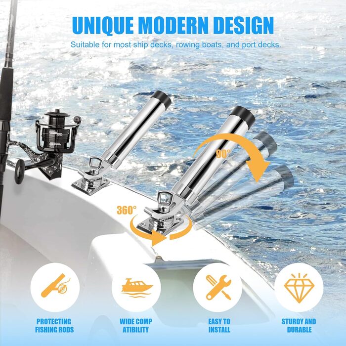 Тримач для вудки для човна Регульований тримач для вудки Тримач для вудки для човна Срібний