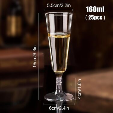 Келихи для шампанського пластикові 25 шт. келихи для шампанського пластикові келихи для шампанського прозорі 160 мл коктейльні кел