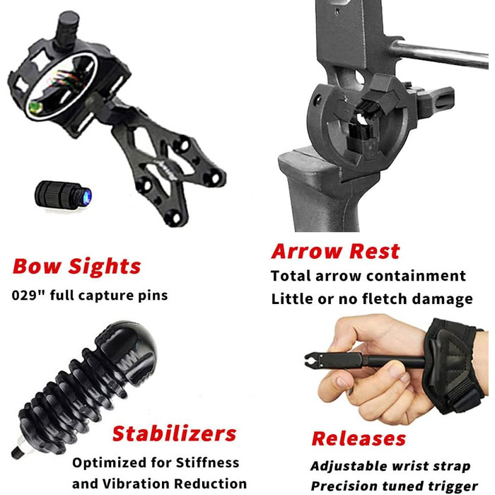 Набір складених луків ZSHJGJR 35–70 lb – регульований мисливський та спортивний лук з повним комплектом аксесуарів