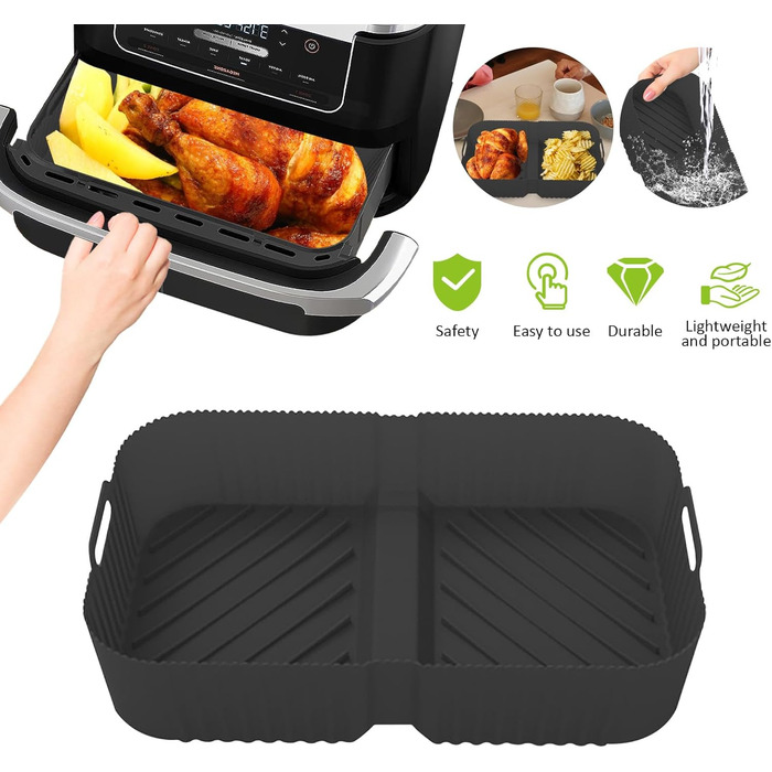 Аерофритюрниця Cathpetic Silicone Mold для Ninja Foodi Flexdrawer AF500EU.110.4L25.2L Ninja Af500 Silicone Mold Black, Ninja Foodi Flexdrawer Accessories Black-110.4L25.2L