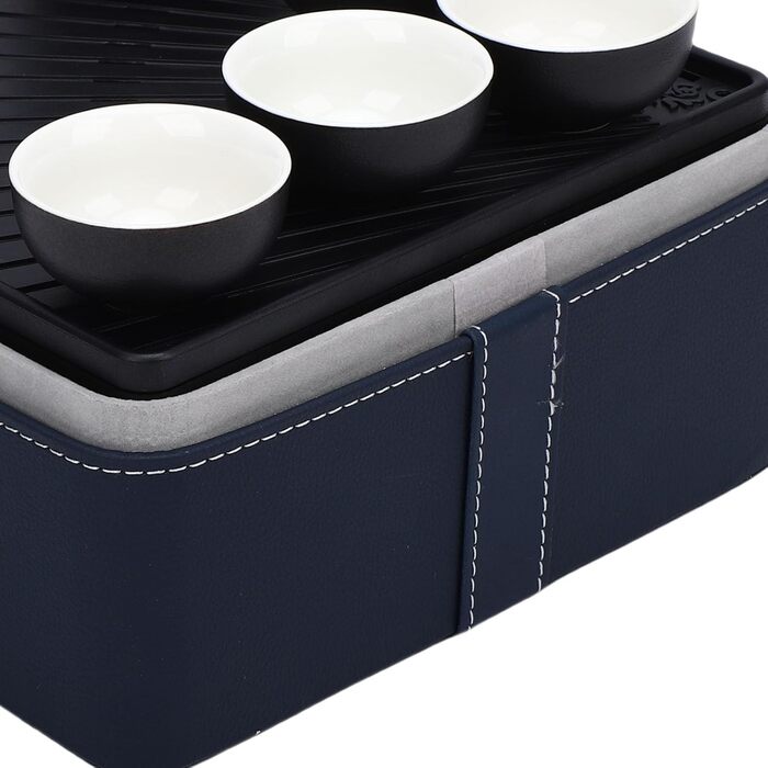 Портативний набір для чаювання в стилі гунфу, керамічний чайник з дорожнім чохлом та чашками для активного відпочинку та офісу