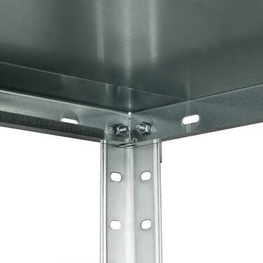 Стелаж для зберігання Metalkas BR1-ECO з 5 полицями, 185x100x40 см, полиці з регульованою висотою, до 350 кг, надміцний стелаж, стелаж для підвалу, стелаж для майстерні, оцинкований, виготовлений з металу, сріблястий