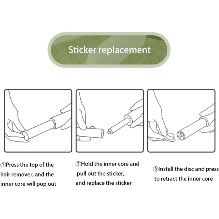 Ролик для видалення волосся, що розривається, зелений ролик для видалення волосся, портативний валик для ворсу, включаючи 30 аркушів для одягу, меблів