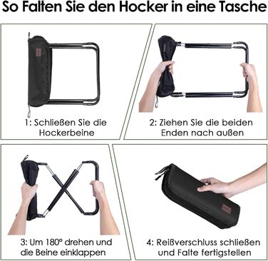 Складаний стілець MOONCY, 3326,532 см, Портативний кемпінговий стілець, Складаний, Витримує до 120 кг, Легкий рибальський стілець для походів, риболовлі та активного відпочинку, Чорний