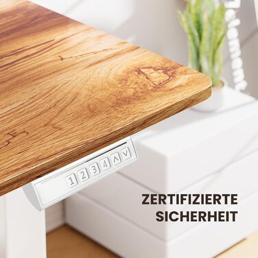 Електрично регульований по висоті L-подібний стіл 160 x 140 см, L-подібний стіл з одним двигуном, кутовий стіл з регулюванням висоти та 4-позиційним керуванням пам&39яттю 160 x 140 см, колір світлого вінтажного дерева