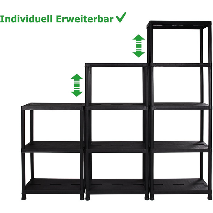 Стелаж Ondis24, полиця для зберігання, 60 x 30 x 131 (В) см, 12-дюймовий вставний стелаж, пластик, антрацит, максимальне навантаження 80 кг - подвійна упаковка 60 x 30 x 138 см