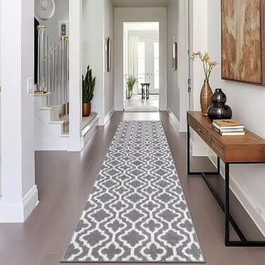 Килимова доріжка SHACOS 60x240 см, нековзка доріжка для передпокою, довгий сучасний кухонний килим, доріжка для передпокою, яку можна прати, для кухні, входу, вітальні, сірий 60 x 240 см сірий