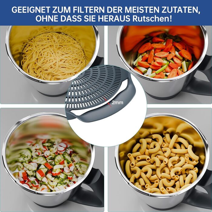 Дренажний допоміжний засіб для Thermomix TM5 TM6, Термозахисний затискач, Ливарний фільтр, Зливний ситечко для овочів, фруктів, Дренажний допоміжний засіб для Thermomix, TM5 TM6 Аксесуар Сито для локшини з Без BPA