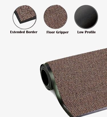 Килимок для дверей KAV, що миється, брудоуловлювач міцні нековзні килимки для використання всередині та зовні приміщень великі килимки для вхідних та задніх дверей, дому, офісу ідеально поглинають пил (коричневий/чорний)