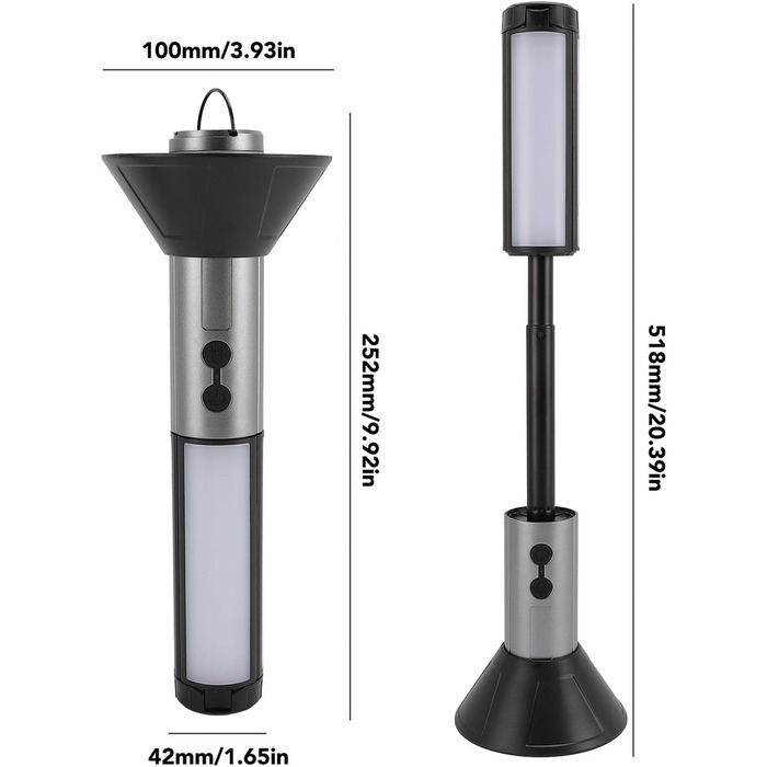Телескопічний кемпінговий ліхтар Taidda, акумуляторний, 3000 мАг, багатофункціональний портативний ліхтарик з регульованим на 270 градусів лезом лампи та знімним абажуром, для кемпінгу