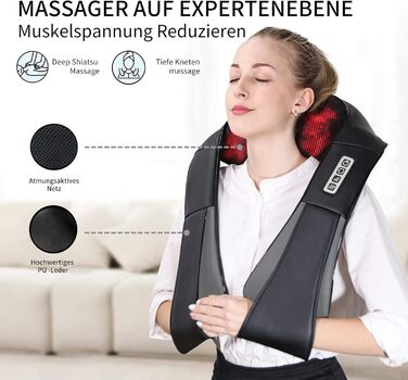 Масажер для шиї з теплом, iKristin Shiatsu massager 3D deep massage для полегшення болю в шиї, спині, попереку тощо, задовольняє потреби в масажі всієї родини