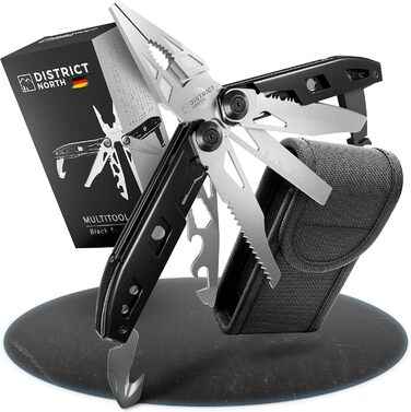 Складаний багатофункціональний інструмент District North Multitool Black Series з 16 інструментами Універсальний мультитул зі скла