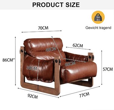 Крісло, крісло для читання, спальня, зручні крісла для обіймів, ретро-крісло з дерев&39яним каркасом та зручним сидінням для вітальні, спальні, домашнього офісу, рецепції, балкона, коричневий