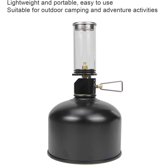 Газовий ліхтар для кемпінгу з алюмінієвого сплаву та латуні, вінтажний дизайн, легкий 105 мм - термостійке скло, міцна конструкція, ідеально підходить для походів та риболовлі