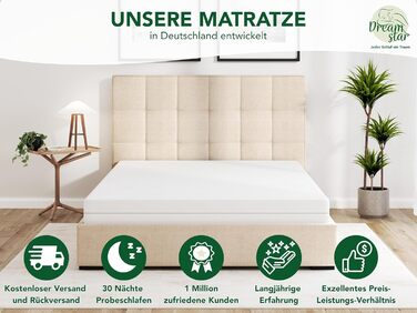 Матрац DREAMSTAR Simple Flex Duo 7-зонний 90x200 см H2&H3 Ергономічний матрац з холодної піни Гіпоалергенний та антибактеріальний Знімний та пральний чохол Oeko-Tex (12 см, 90 x 200 см) 90 x 200 см 12 см