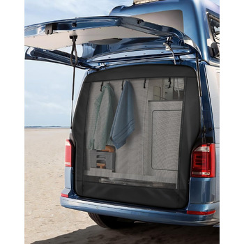 Москітна сітка SUPAREE 6&39x5&39 для багажника VW T5, захист від комах для фургонів та кемперів, із застібками-блискавкою та липучками для будинків на колесах, караванів та кемперів VW T5 та T6, чорна, 185 x 155 см
