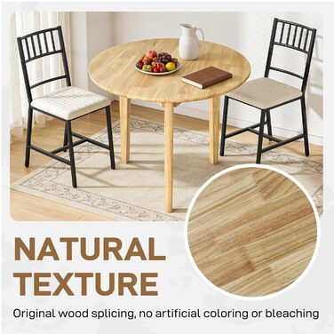 Круглий обідній стіл QLLY з масиву дерева, кухонний стіл, дерев&39яний стіл, плоскі ніжки (натуральний, 80 см, бежевий-круглий, 80 x 80 см)