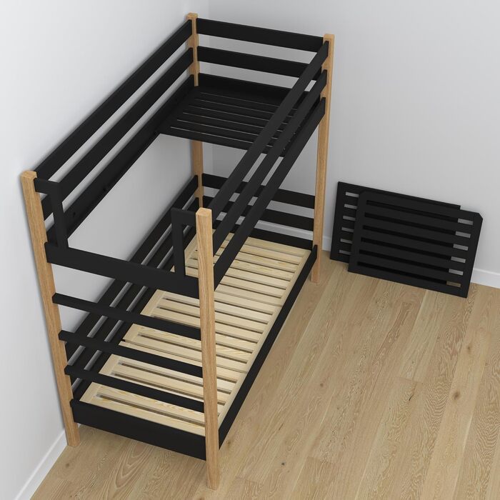 Двоярусне ліжко N-wood N03, дитяче ліжко 120х180 см, для 2 дітей, 2 сторони для складання сходів Ліва або права, Безпечні закругле