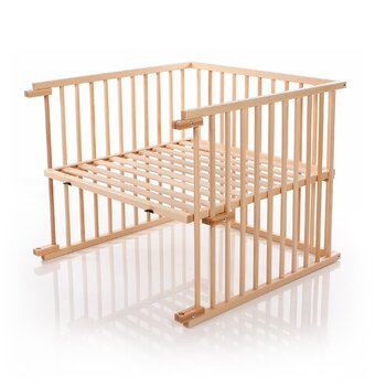Комплект для переобладнання дитячого ліжечка Babybay для приліжкових ліжечок, безступінчасте регулювання, підходить для моделі Original приліжкового ліжечка / дитячого ліжечка, розмір 132 см x 81 см, виготовлено з масиву бука (натуральний лак)