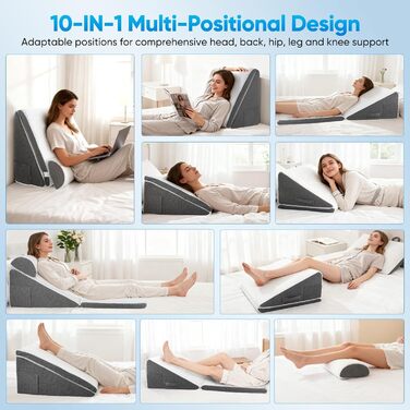 Регульована клиноподібна подушка, подушка для читання для ліжка та дивана, ергономічна подушка для спини з піною з ефектом пам&39яті для підтримки спини під час відпочинку, гри, читання або перегляду телевізора
