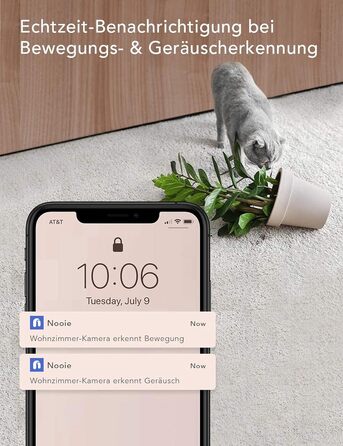 З камерою, Babyphone з камерою та мобільним додатком, 1080P HD Night Vision, AI Tracking, Intercom Function, Compatible with Alexa