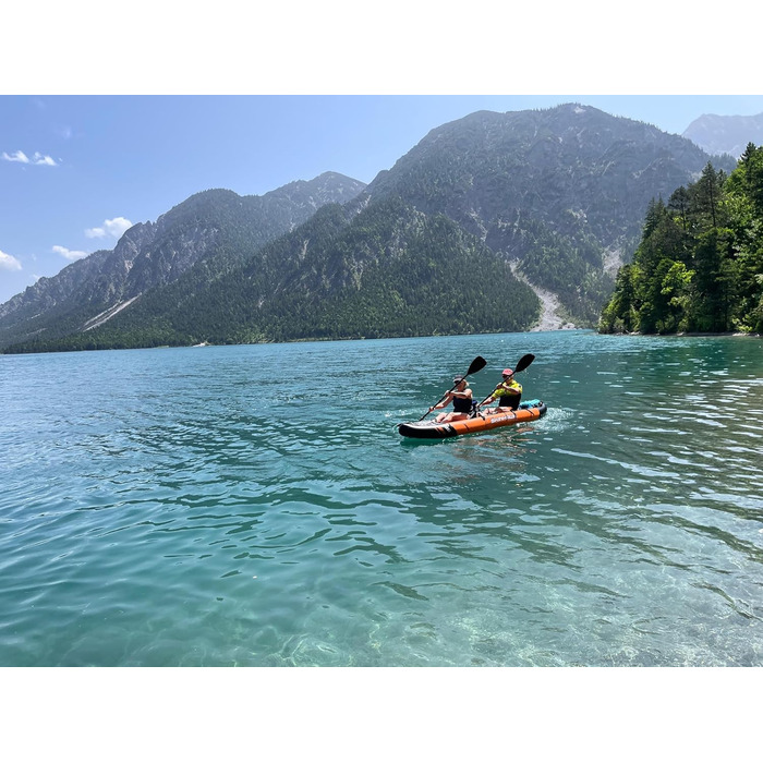 Ексклюзивний синій набір для каяків SKINHAWK 380 Надувний човен Каное 380 x 96 см Каяк на 2 особи. Набір для каяків Skinhawk 380 з алюмінієвим веслом