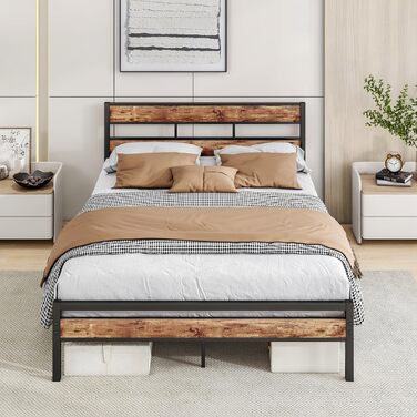 Каркас ліжка 140x200, Двоспальне ліжко, Металевий каркас ліжка 140x200 з металевою рейковою основою та узголів&39ям, Легке складання, Гостьове ліжко, Дитяче ліжко, Для спальні/гостьової кімнати, Чорний каркас ліжка 140 x 200 см