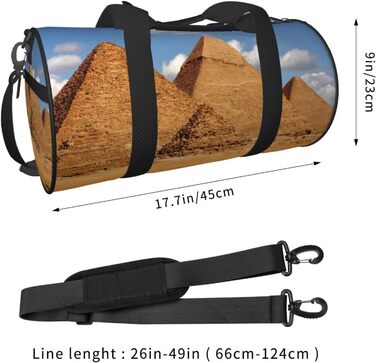 Спортивна сумка для подорожей, дизайн Стародавній Єгипет, принт з пірамідами, сумка на нічліг, чорна, універсальний розмір, дорожня сумка