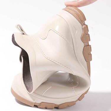 Універсальні гумові чоботи для жінок та чоловіків, до середини литки, широкі литки, короткі гумові чоботи, босоніж, фестивальні гумові черевики, водонепроникні, широке халяву, нековзні гумові чоботи, 01 бежевий, 40 EU