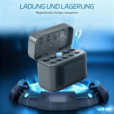 Зарядний пристрій на 10 літієвих батарей, акумуляторні літієві батареї типу АА, зарядний пристрій на 10 батарей типу АА/ААА, портативний зарядний пристрій для акумуляторних літій-іонних батарей типу АА/ААА