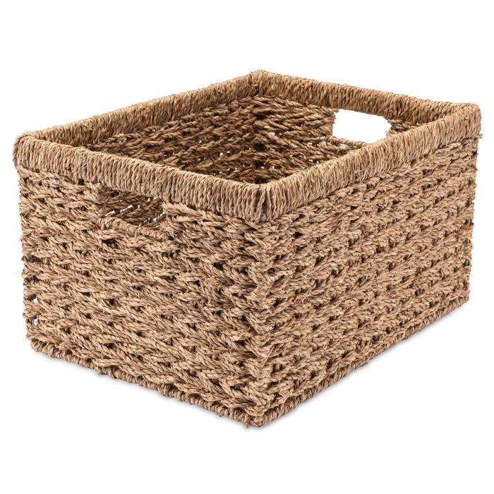 Кошик для зберігання Decorasian, полиця-кошик, плетений з морської трави - дуже міцний - XL (44 см x 33 см x 25 см) натуральний