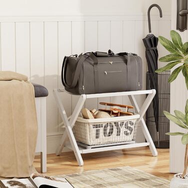 Багажник, складний бамбуковий багажник з полицею для гостьових кімнат, спалень, готелів, шаф (білий)