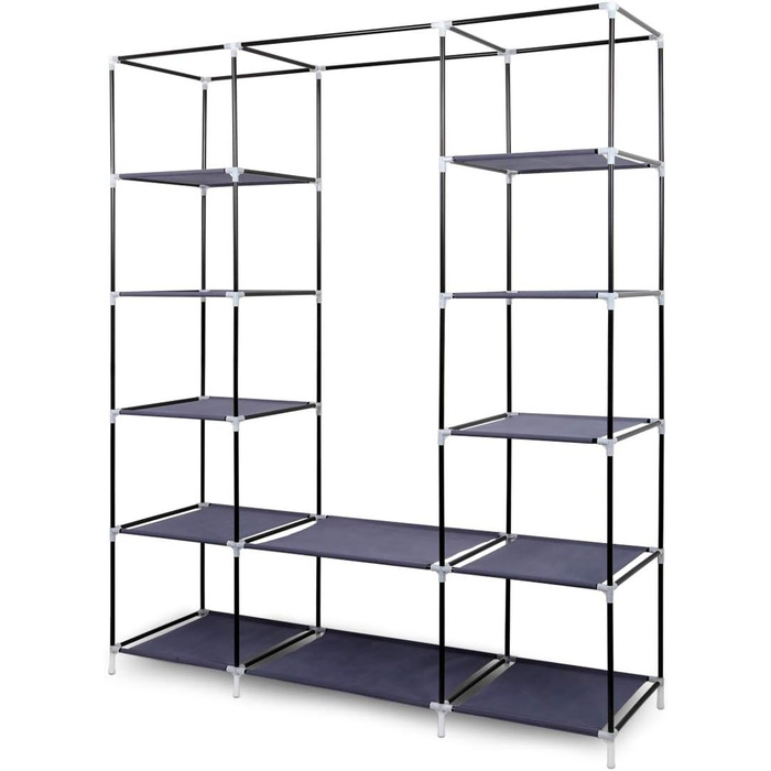 Тканинна шафа Mondeer для спальні, складна, з шістьма блискавками та трьома дверима, швидкий доступ, 175 x 150 x 45 см, великий простір для зберігання, сірий