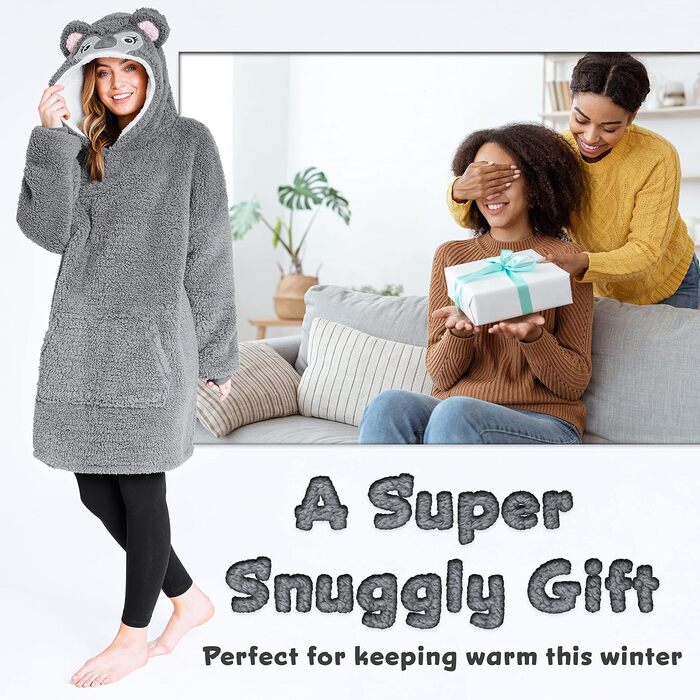 Ковдра CityComfort Oversized Hoodie з рукавами, Oversized Grey Koala