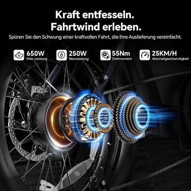 Складаний електровелосипед Touroll S2 2026 для чоловіків, фетбайк 250 Вт, всюдихідні шини 20&394.0&39, запас ходу 150 км, акумулятор 720 Втгод, схвалено німецькими правилами дорожнього руху (StVZO) електричний велосипед для міста, бездоріжжя та щоденних п