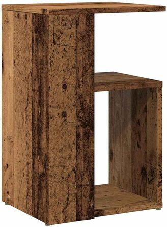 Журнальний столик, імітація переробленої деревини, 36x30x56 см, інженерна деревина, стіл для зберігання речей, столик для дивана, стіл для вітальні, акцентний столик, столик з лампою, маленький столик