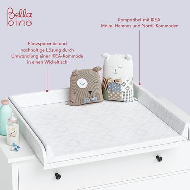 Насадка для пеленального столика BELLABINO Oti Насадка для пеленального столика для комодів Malm, Hemnes, Nordli високоякісна насадка для пеленального столика білого кольору стандарт 10 x 74 x 80 см