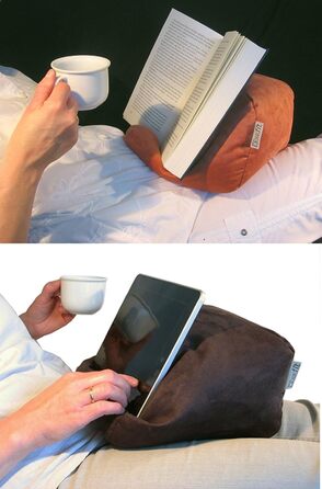 М&39яка подушка для читання у формі книги Тримач для книг вільної форми для ліжка Виготовлено вручну з протиковзкої штучної замші та мікробісеру М&39яка, що прається, обертається Матово-синя