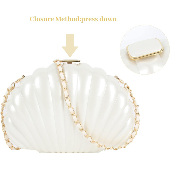 Жіноча вечірня сумочка-клатч з блискітками та оболонкою, блискуча сумочка зі стразами та ланцюжком для весілля, білий 07048