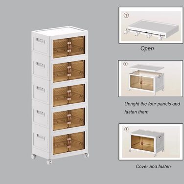 Складана шафа для зберігання з кришками, 11,7 галонів, шафа для прибирання у ванній кімнаті, контейнери для організації кухні, шафа для зберігання у спальні (5 шт.), 5 шт.