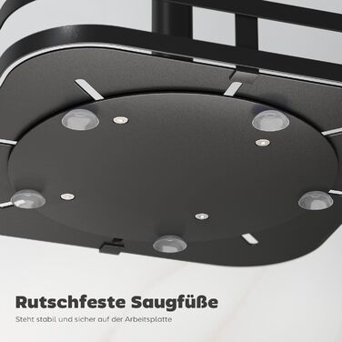 Підставка для спецій HOMCOM, 2-рівнева, обертова на 360 кухонна полиця з піднятими краями та присосками, підставка для спецій, карусель для спецій, кухонний органайзер, тримач для спецій для кухонної стільниці та обіднього столу, чорний колір