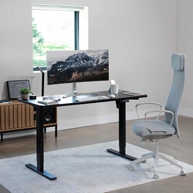 Електричний комп&39ютерний стіл DeHong 120x60 см з регулюванням висоти, електрична вертикальна робоча станція, ігровий стіл, стіл з 4 пресетами пам&39яті, плата з&39єднання, чорний