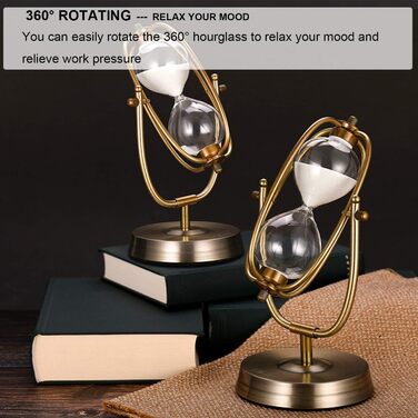 Пісочний годинник SuLiao для посуду, поворотний на 720, старовинний білий пісочний годинник, вінтажний пісочний годинник 1 Hora Reloj de Arena, великий метал, пісочний годинник, офіс, письмовий стіл, дім, весільне оформлення (білий, 60 хвилин)