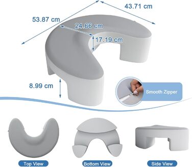 Ергономічна подушка для сну на боці з проймою, подушка для шиї, подушка для голови для сну на боці, подушка для шиї з піни з ефектом пам&39яті для сну на боці, спині та животі, 2 наволочки в комплекті