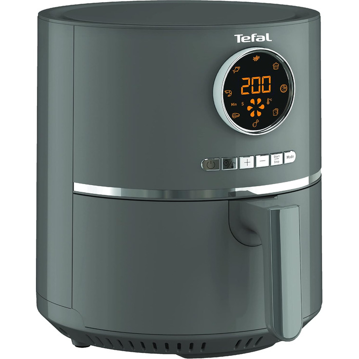 Аерофритюрниця Tefal EY111B Ultra Fry Аерофритюрниця, Смаження, Гриль, Випічка, 1,2 кг для 6 осіб, 8 програм приготування, Цифровий дисплей, енергозберігаюча, здорова фритюрниця без олії, Сірий