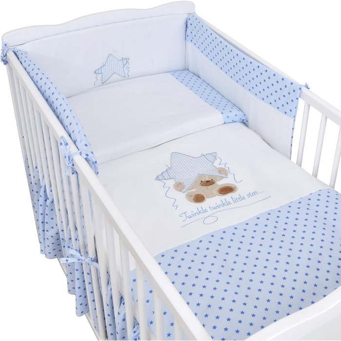 Комплект дитячого ліжка Generic Baby Deluxe, 9 предметів, трансформоване ліжечко-ліжечко в дитяче ліжко 70x140, комплект постільної білизни Mattress Jack з шифоновим балдахіном (сірий, зоряний)