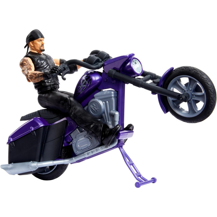 Транспортний засіб Mattel WWE WREKKIN SLAMCYCLE та фігурка Undertaker - мотоцикл Boneyard Slamcycle з 8 деталями, що розпадаються на частини, включаючи фігурку WWE Undertaker, ланцюговий підйомник та пусковий механізм з катапультованим сидінням, HTR84