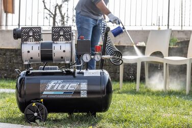 Малошумний мобільний повітряний компресор FIAC SUPERSILENT 24, безмасляний, максимальний тиск 8 бар, 1 к.с., 24-літровий бак, ріве