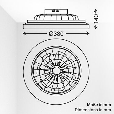 Стельовий LED-вентилятор BRILONER з освітленням та пультом керування, тихий DC-мотор, 5 швидкостей, регулювання температури світла (CCT) та яскравості, 38 см, білий