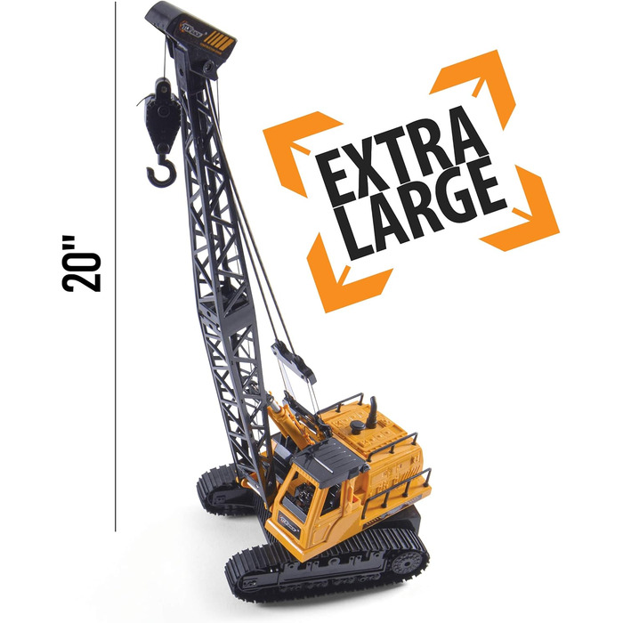 Канальний будівельний кран-трактор Top Race на дистанційному керуванні - для хлопчиків і дівчаток від 3, 4, 5, 6, 7 років, 12-